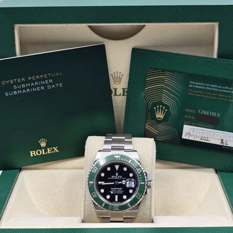 PAPERS 2022 Rolex Submariner Date Starbucks Green Bezel Black 41mm 126610LV BOX