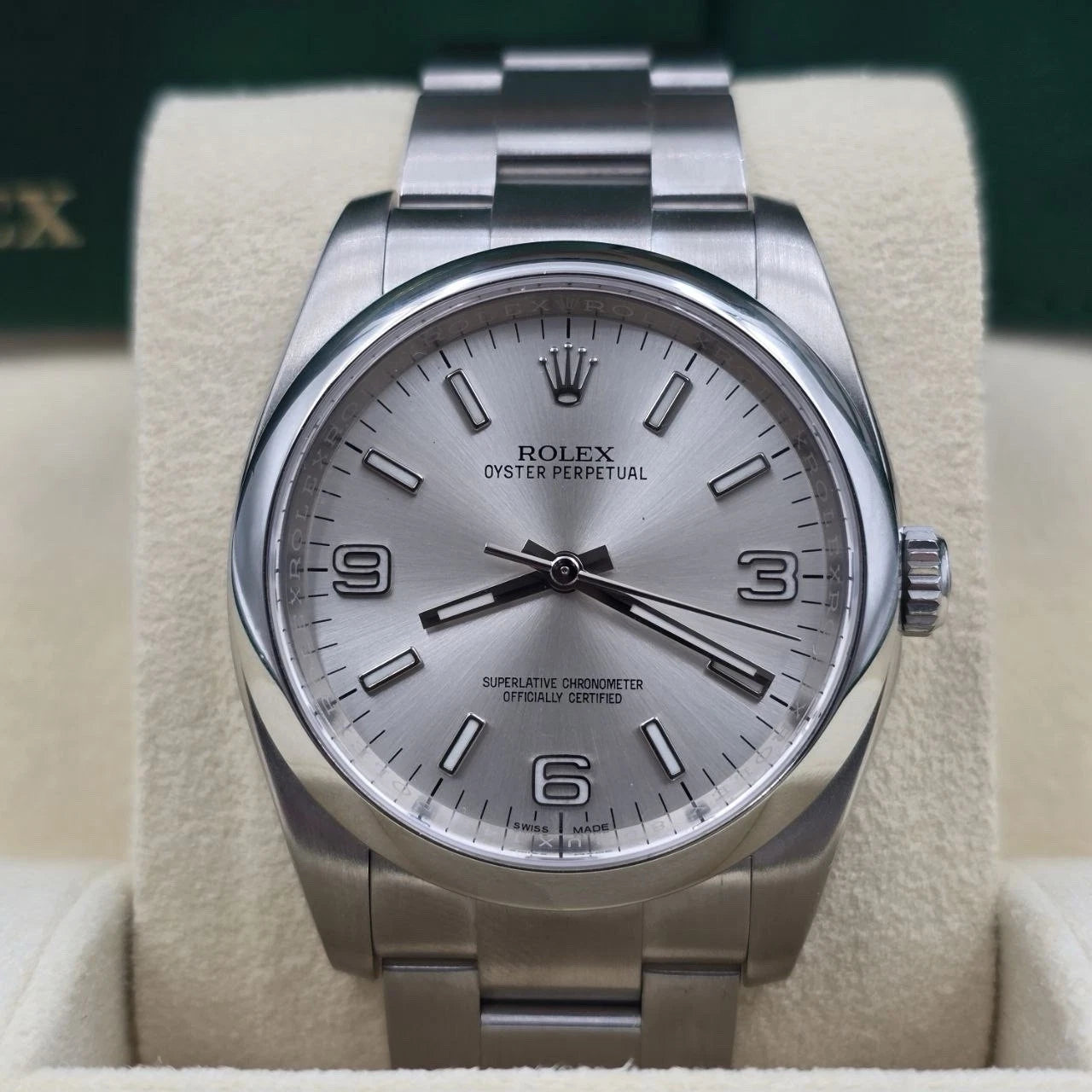 2015 PAPERS Rolex Oyster Perpetual 36mm Steel Silver Dial Watch 116000 BOX