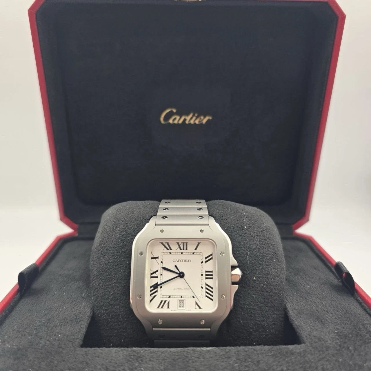 PAPERS 2025 Cartier Santos Steel White Dial 40mm Titanium Watch WSSA0089 BOX