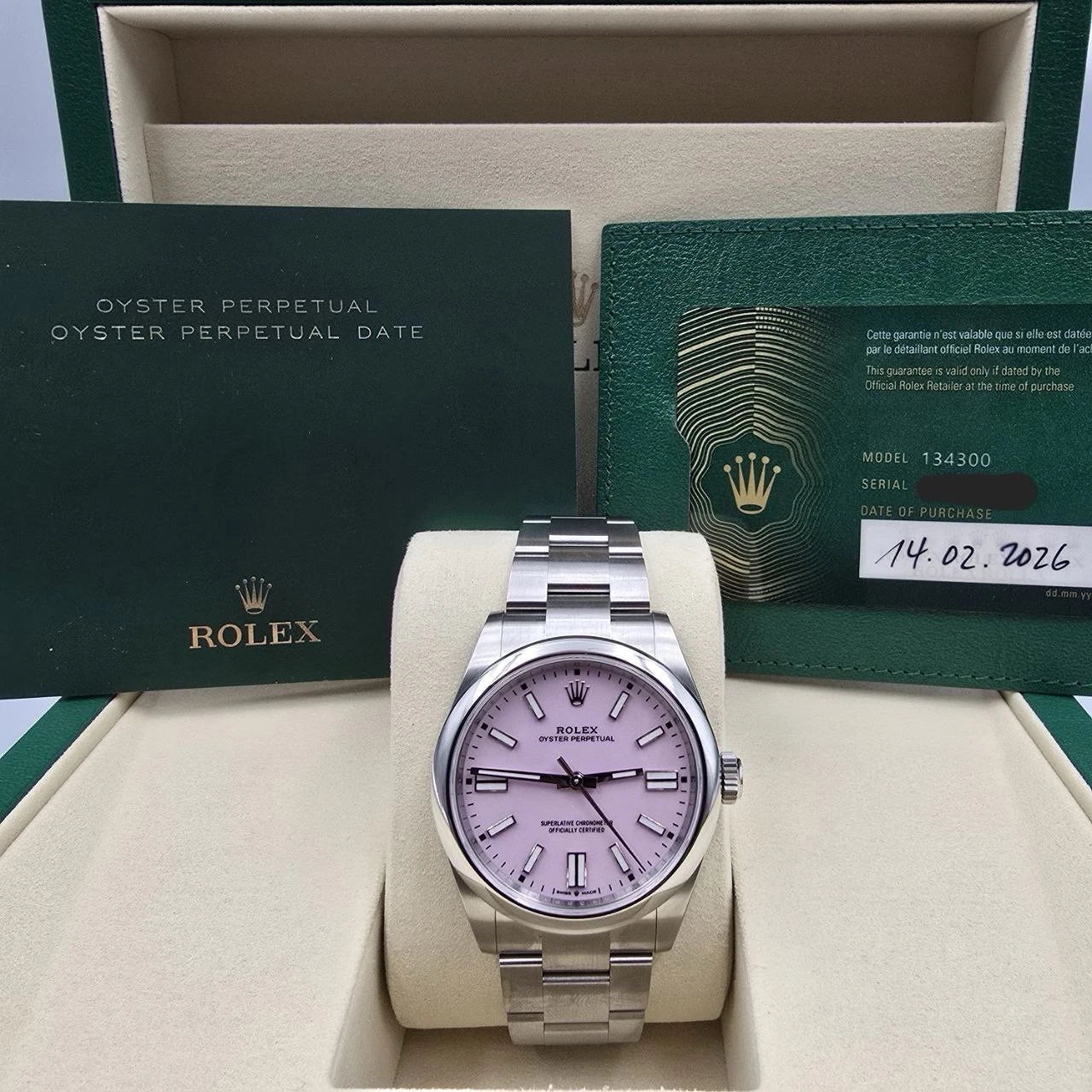 NEW 2026 Rolex Oyster Perpetual Stainless Steel 41mm 134300 Candy Pink Dial