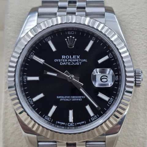 PAPERS Rolex Datejust 41mm 126334 Stainless Steel Jubilee Black Dial BOX