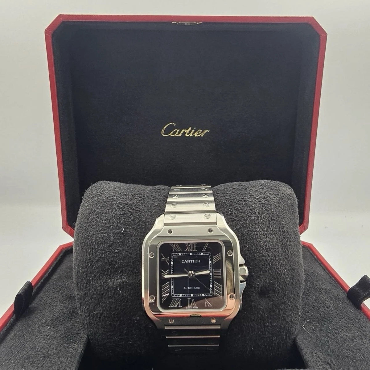2025 PAPERS Cartier Santos Medium 35.1mm Automatic Steel Blue Dial WSSA0063 BOX
