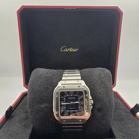 2025 PAPERS Cartier Santos Medium 35.1mm Automatic Steel Blue Dial WSSA0063 BOX