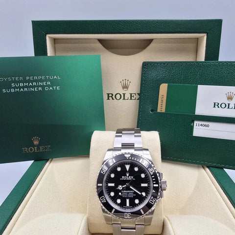 2018 PAPERS Rolex Submariner No-Date 114060 Black Ceramic 40mm Watch BOX