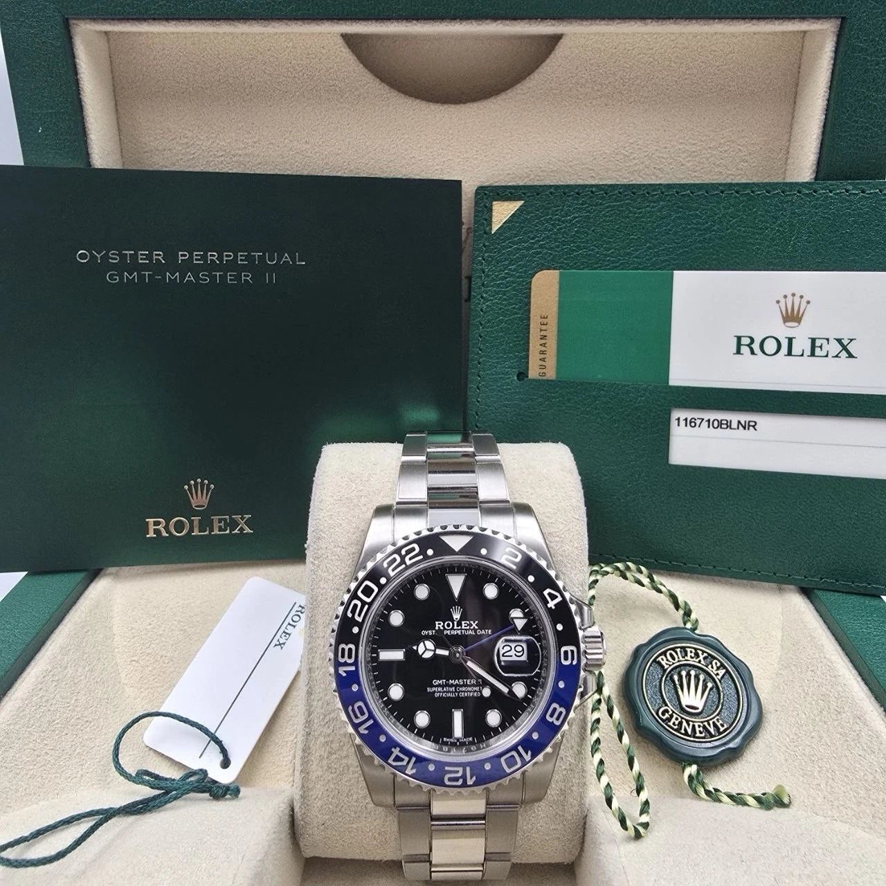 2017 PAPERS Rolex GMT Master II 116710BLNR Steel Ceramic "Batman" 40mm Watch BOX