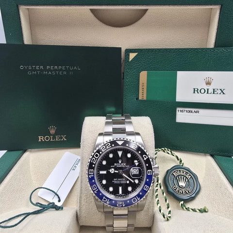 2017 PAPERS Rolex GMT Master II 116710BLNR Steel Ceramic "Batman" 40mm Watch BOX