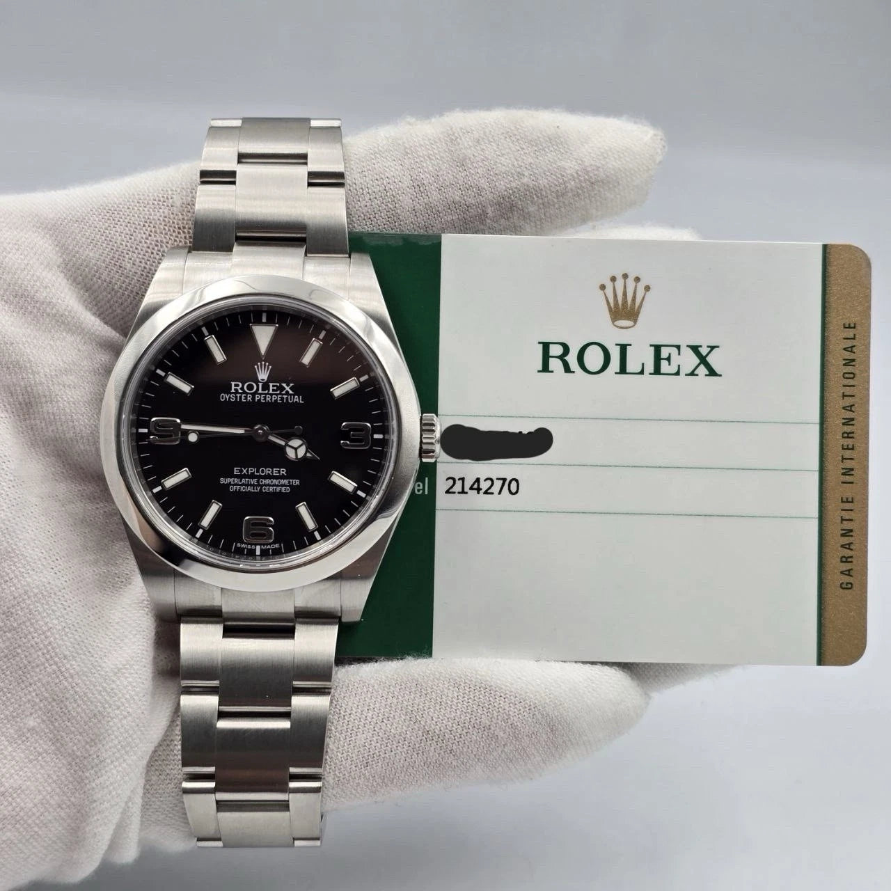 2016 PAPERS Rolex Explorer I Black Stainless Steel MK2 39mm Watch 214270