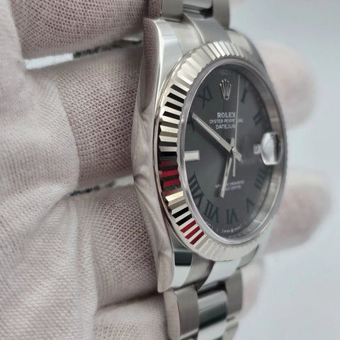 NEW 2025 Rolex Datejust 41mm 126334 Steel Oyster Gray Wimbledon Dial UNWORN