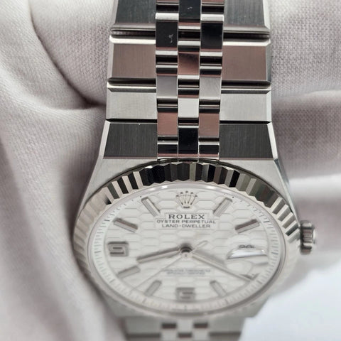 NEW 2026 Rolex Land-Dweller 127334 Steel Honeycomb White Dial 40mm Watch