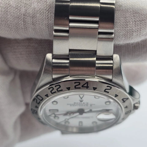 Rolex 16570 Explorer II Polar White NO HOLES Stainless Steel 40mm Watch