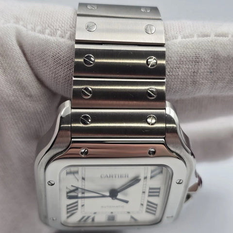 2022 PAPERS Cartier Santos de Cartier Stainless Steel White Dial WSSA0018 BOX