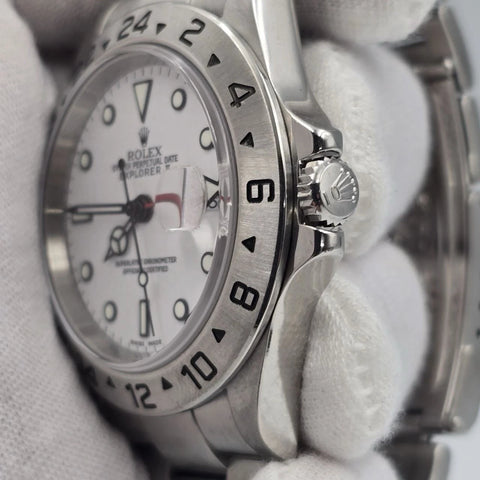 MINT Rolex 16570 Explorer II Polar White Stainless Steel NO HOLES 40mm Watch