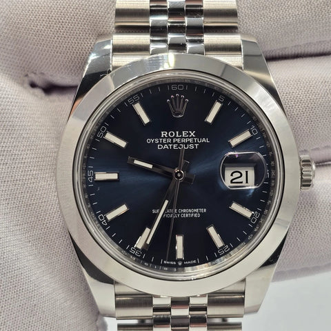 NEW 2025 FRESH Rolex Datejust 41mm 126300 Blue Stick Dial Smooth Jubilee UNWORN