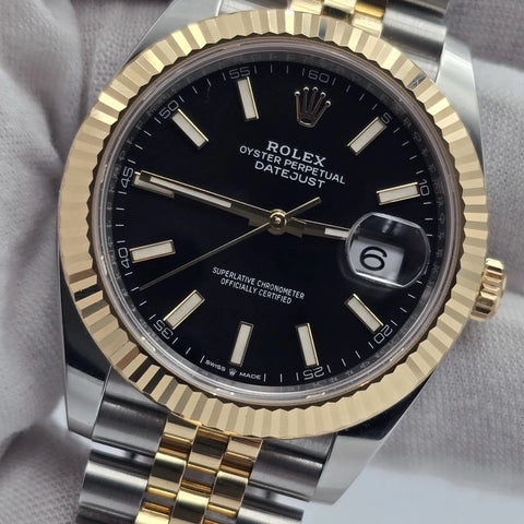 PAPERS 2024 Rolex DateJust 41mm Two Tone Black Index Dial Jubilee 126333 BOX
