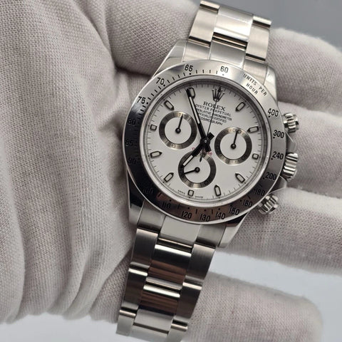 Rolex Cosmograph Daytona 116520 White APH Fat Buckle Steel 40mm Watch