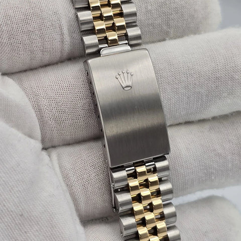 Rolex Datejust 36mm White Roman Dial 18K Gold Two Tone Watch 16233