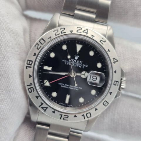 Rolex Explorer II 16570 Steel Black Dial Automatic Date Watch 40MM