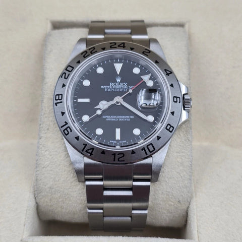 PAPERS 2003 Rolex Explorer II 16570 Steel Black Dial Date 40mm Watch + 2019 RSC