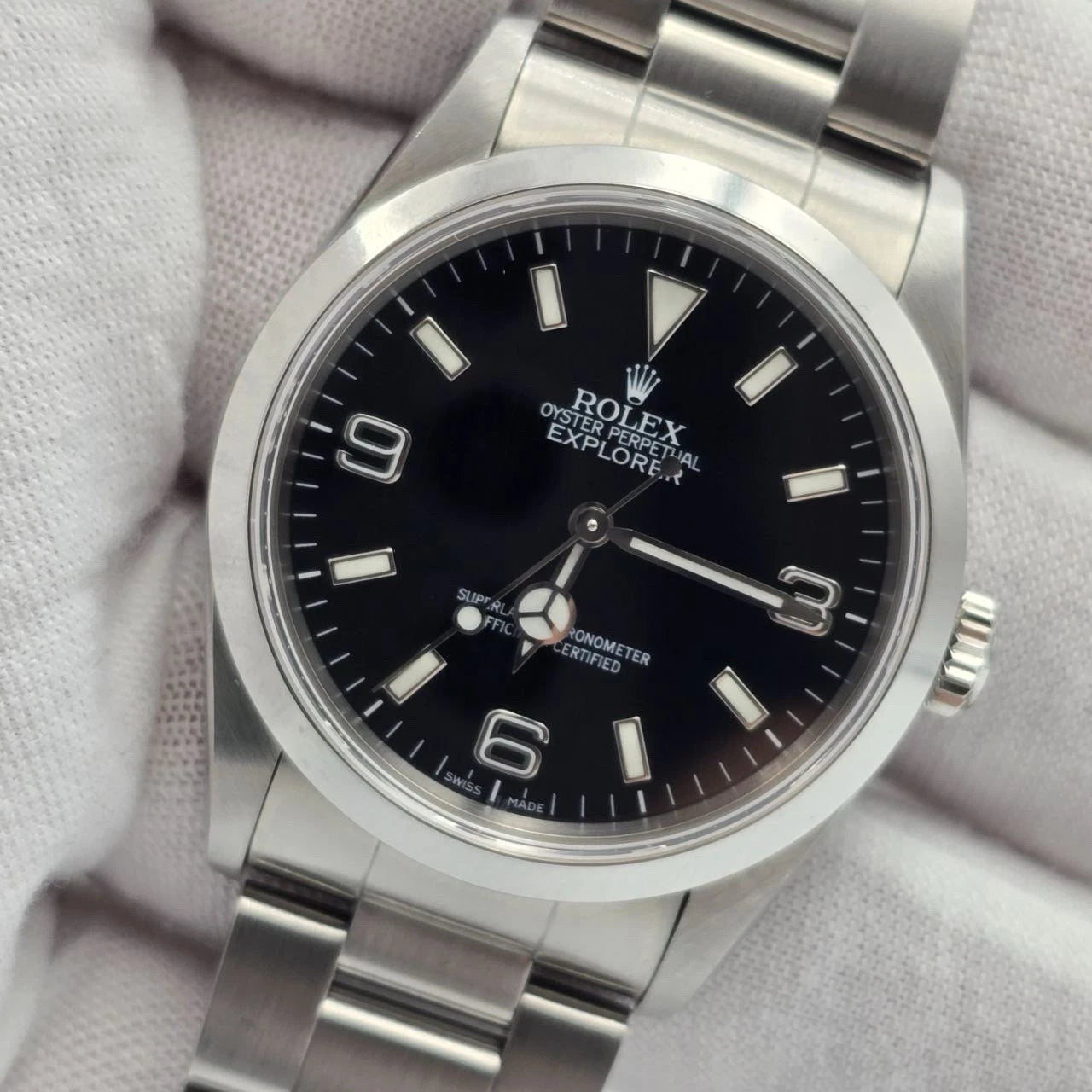 PAPERS Rolex Explorer I 14270 Men’s Automatic 36mm Steel Black Dial Watch + RSC