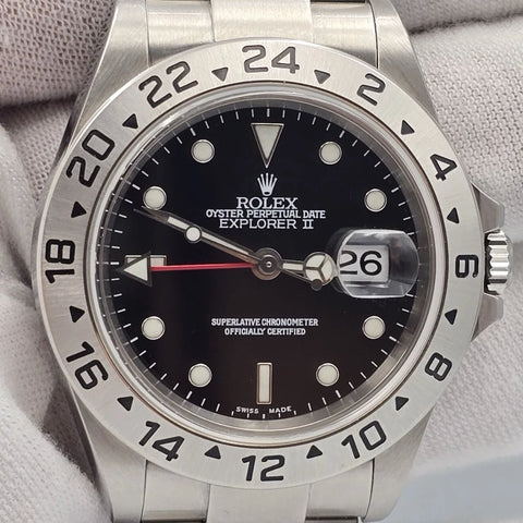 2005 Rolex Explorer II 16570 Steel Black Dial NO HOLES Automatic Date Watch 40MM