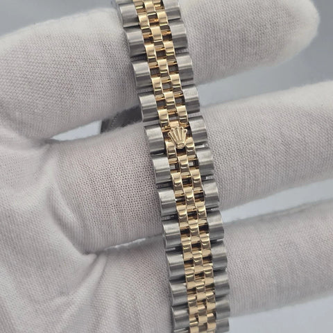 PAPERS MINT Rolex Datejust 18k Two Tone Gray Diamond Dial 26mm Watch 179173
