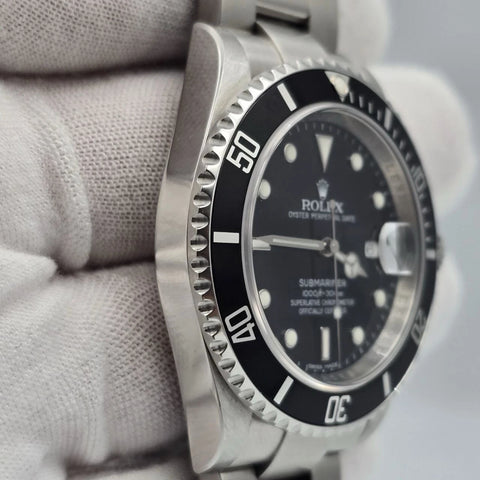 2018 RSC Rolex Submariner Date 16610 Black Dial NO HOLES Steel Oyster 40mm Watch