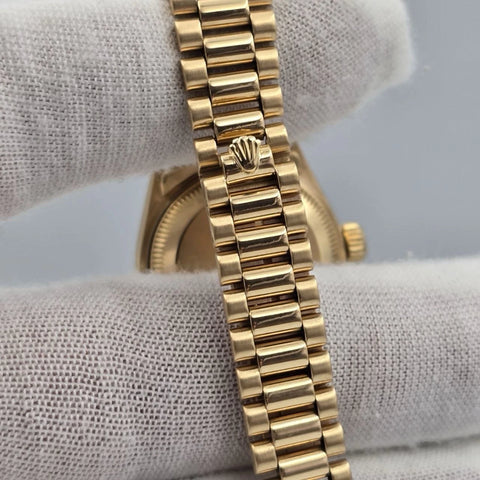 Rolex Ladies Datejust Gold President Factory Champagne Diamond Dial 26mm 69178