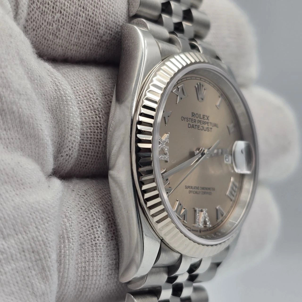 MINT Rolex Datejust 36mm Pink Roman Diamond 6 9 Dial Steel Jubilee Watch 126234