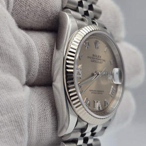 MINT Rolex Datejust 36mm Pink Roman Diamond 6 9 Dial Steel Jubilee Watch 126234