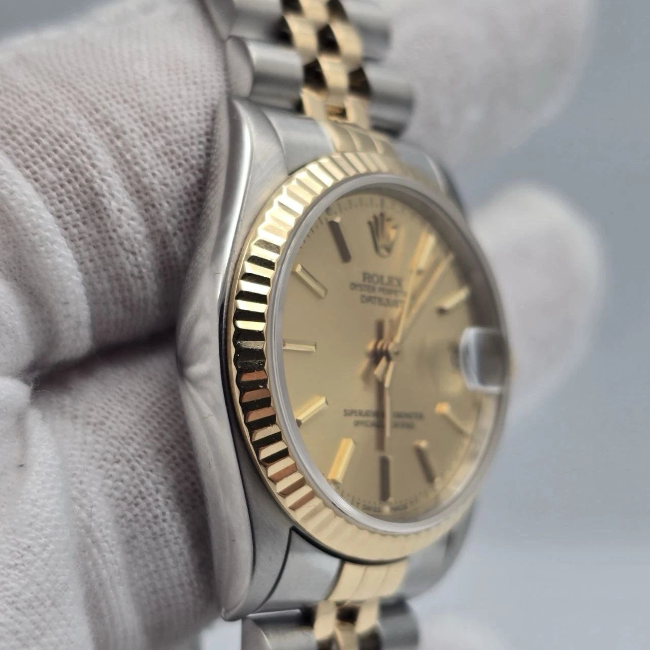 PAPERS MINT Rolex Datejust Ladies 31mm 18k Two Tone 68273 Champagne Dial Watch