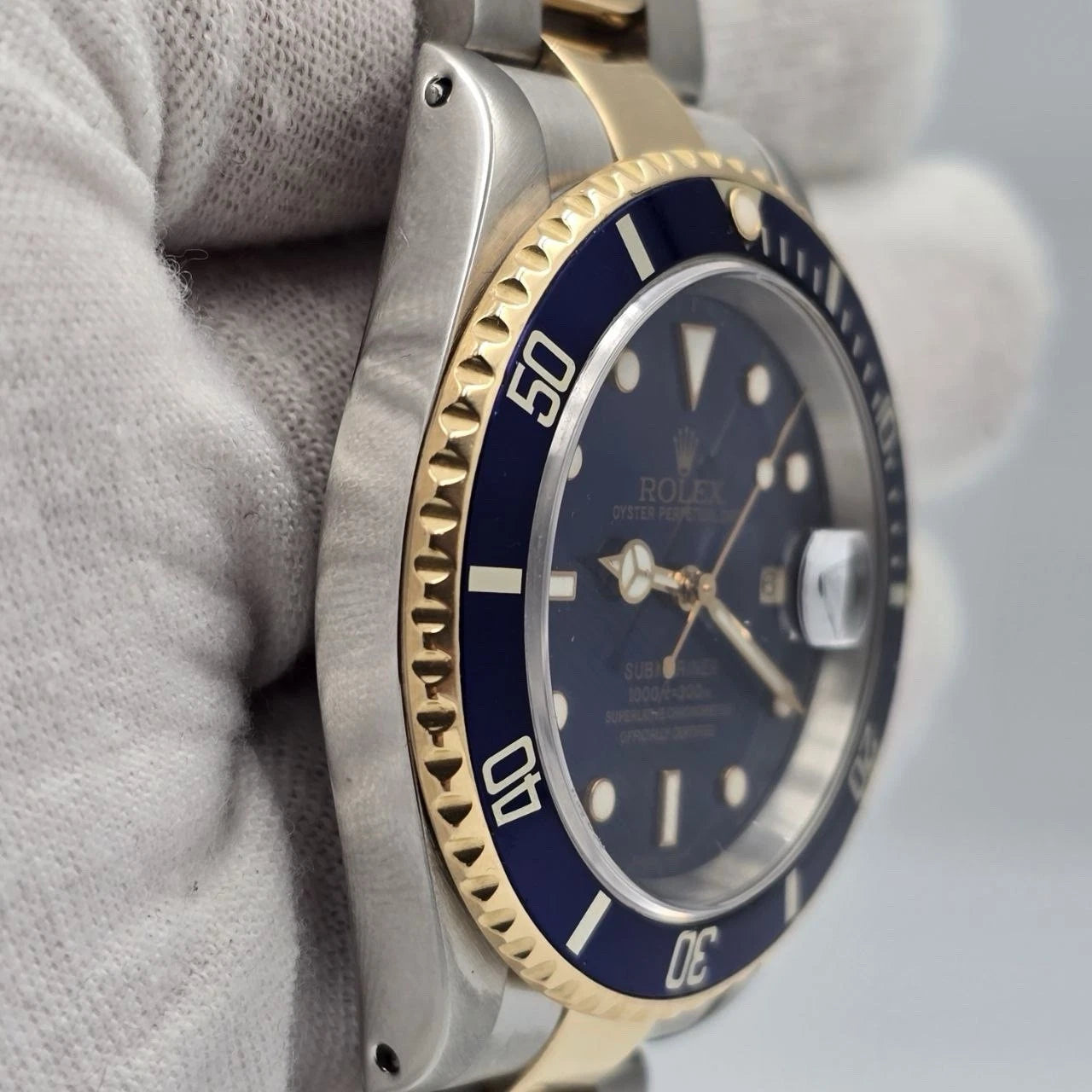 Rolex Submariner Date 16613 Blue Dial Gold Buckle Two Tone Steel Gold 40mm Watch