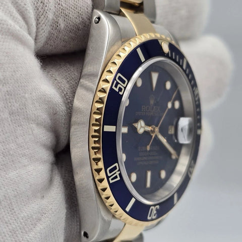 Rolex Submariner Date 16613 Blue Dial Gold Buckle Two Tone Steel Gold 40mm Watch