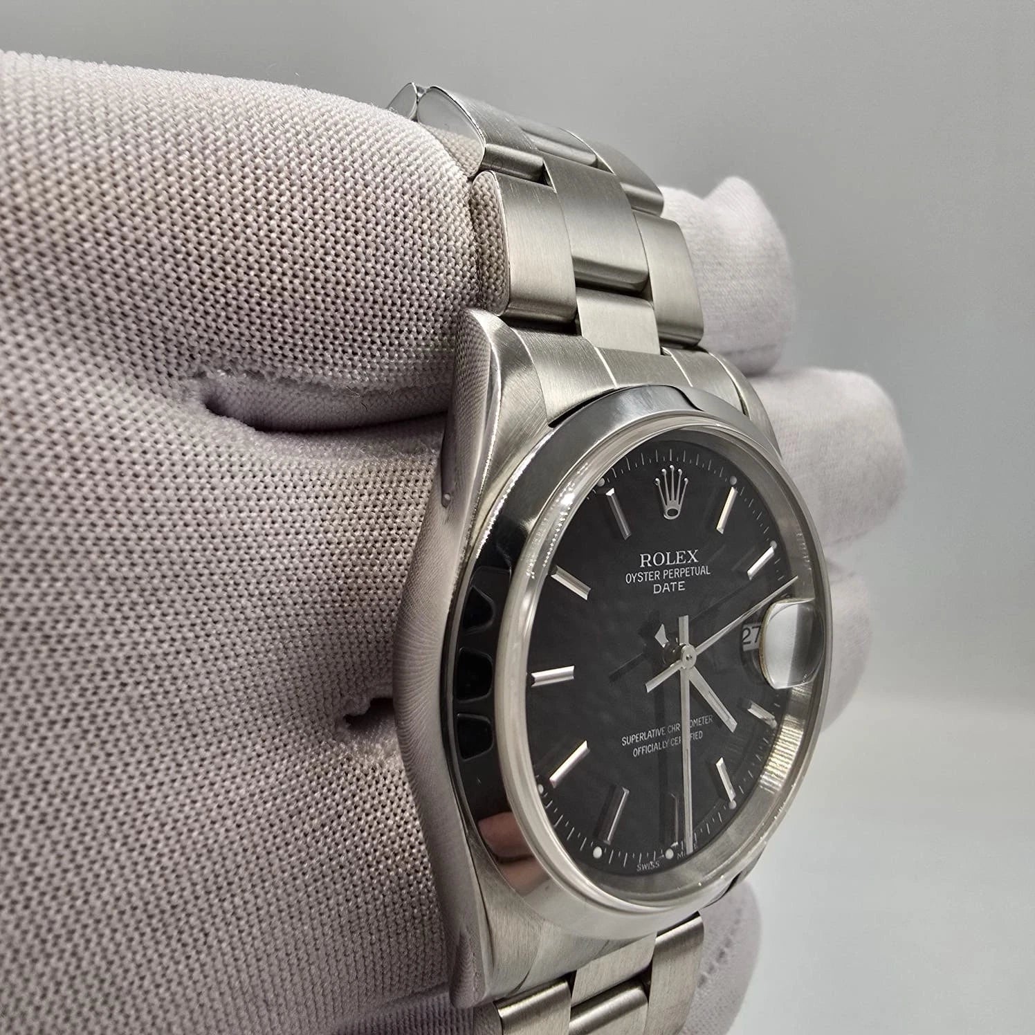 Rolex Oyster Perpetual Date 15200 Stainless Steel Black Dial 34MM Watch