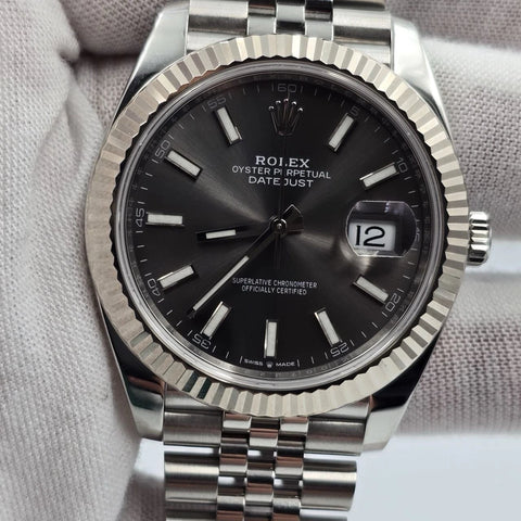 MINT PAPERS 2020 Rolex Datejust 41mm Fluted Bezel Rhodium Jubilee 126334 BOX