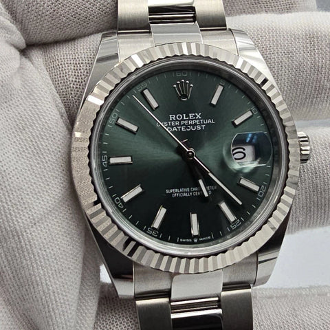 NEW 2025 Rolex Datejust 41mm 126334 Mint Green Oyster Fluted Bezel UNWORN