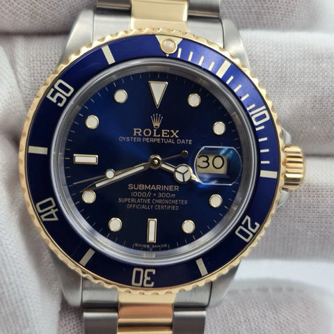 2023 RSC Rolex Submariner Date 18K Gold Blue Stainless Steel 40mm Watch 16803