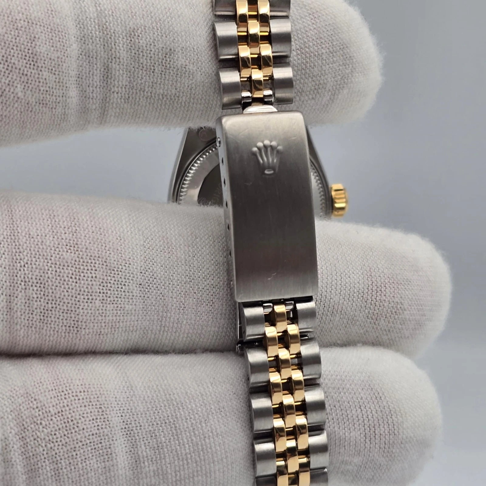 Rolex Lady Datejust 26mm Yellow Gold Steel Factory Blue Diamond Dial 69173