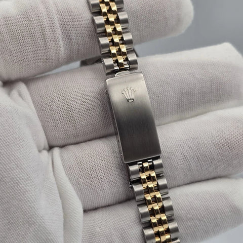 Rolex Lady Datejust 26mm Two Tone White Roman Dial Jubilee NO HOLES 69173