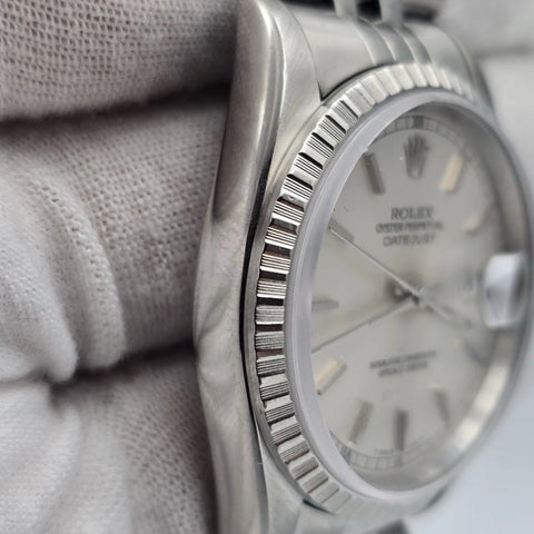 MINT Rolex Datejust Steel Automatic 36mm Silver Dial Jubilee Watch 16220