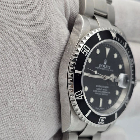 2006 Rolex Submariner Date NO HOLES 40mm Black Dial Steel Oyster Watch 16610