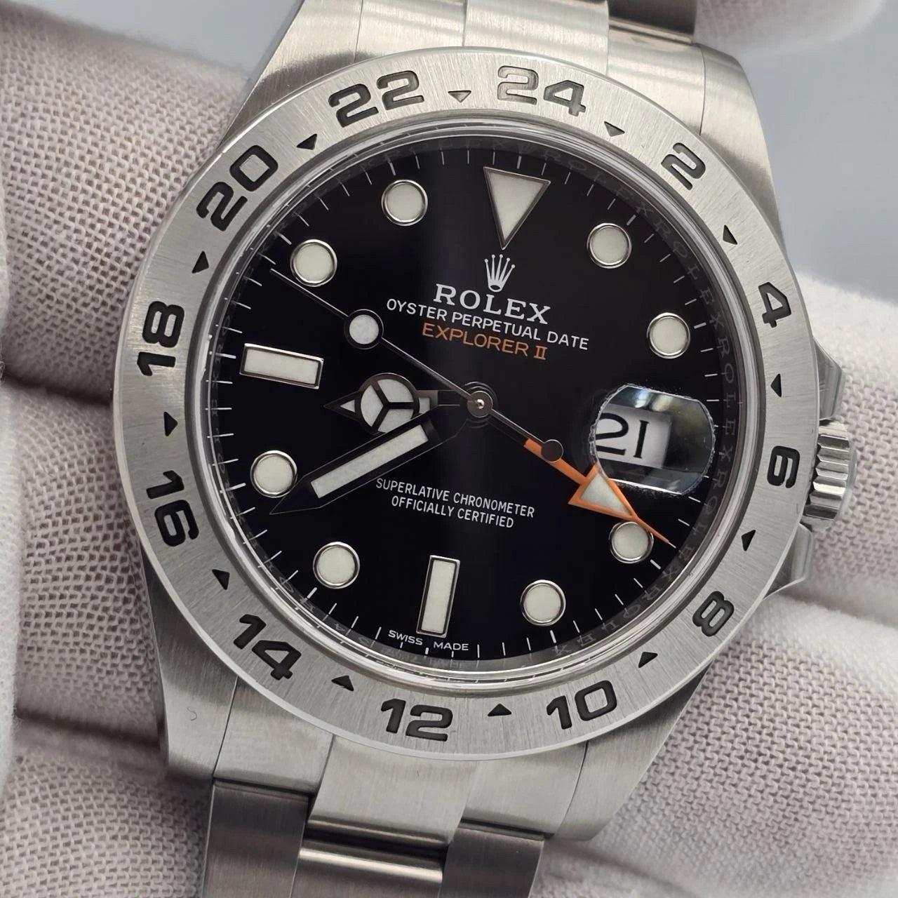 PAPERS MINT 2020 Rolex Explorer II Black Orange Steel 42mm Watch 216570 BOX