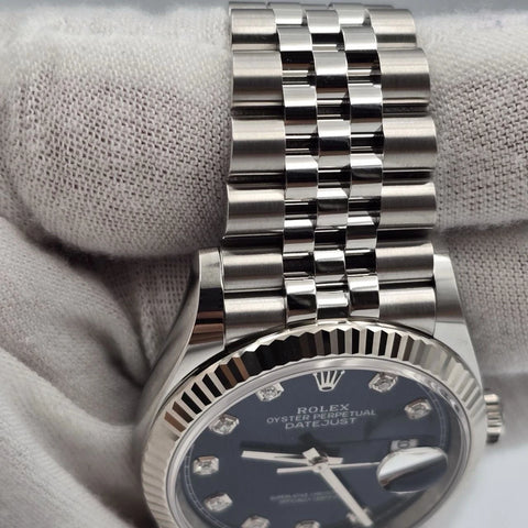 NEW 2025 Rolex Datejust 36mm Blue Diamond Dial Fluted Jubilee 126234 UNWORN