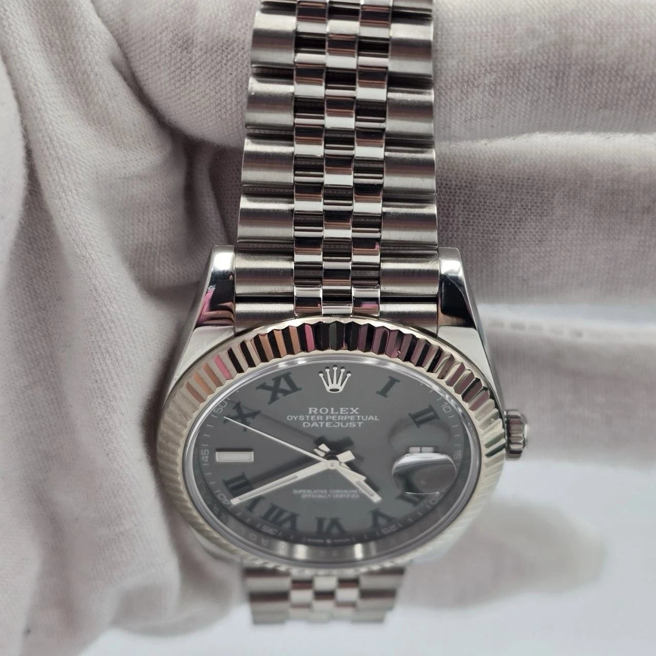 2018 PAPERS Rolex Datejust 41mm Steel Jubilee Gray Wimbledon Dial 126334 BOX