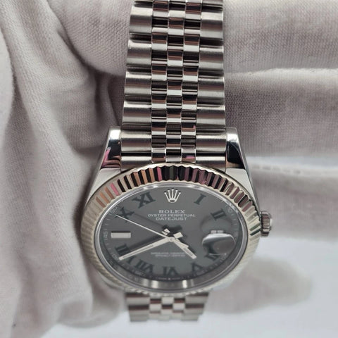 2018 PAPERS Rolex Datejust 41mm Steel Jubilee Gray Wimbledon Dial 126334 BOX