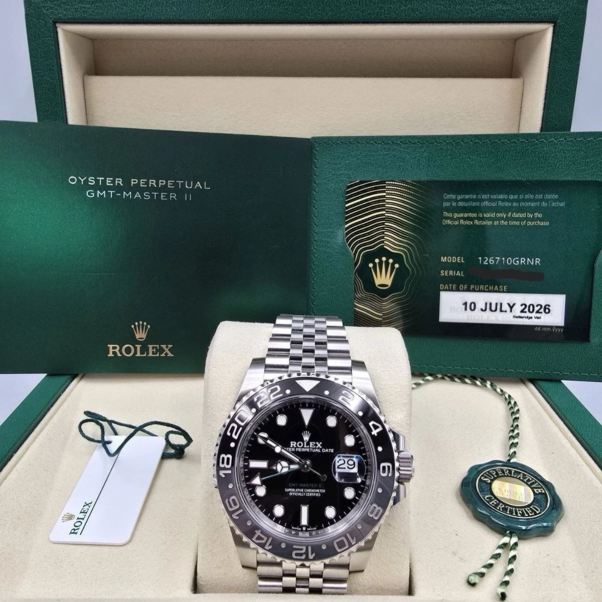 2026 PAPERS Rolex GMT-Master II “Bruce Wayne” 126710GRNR Steel Jubilee BOX
