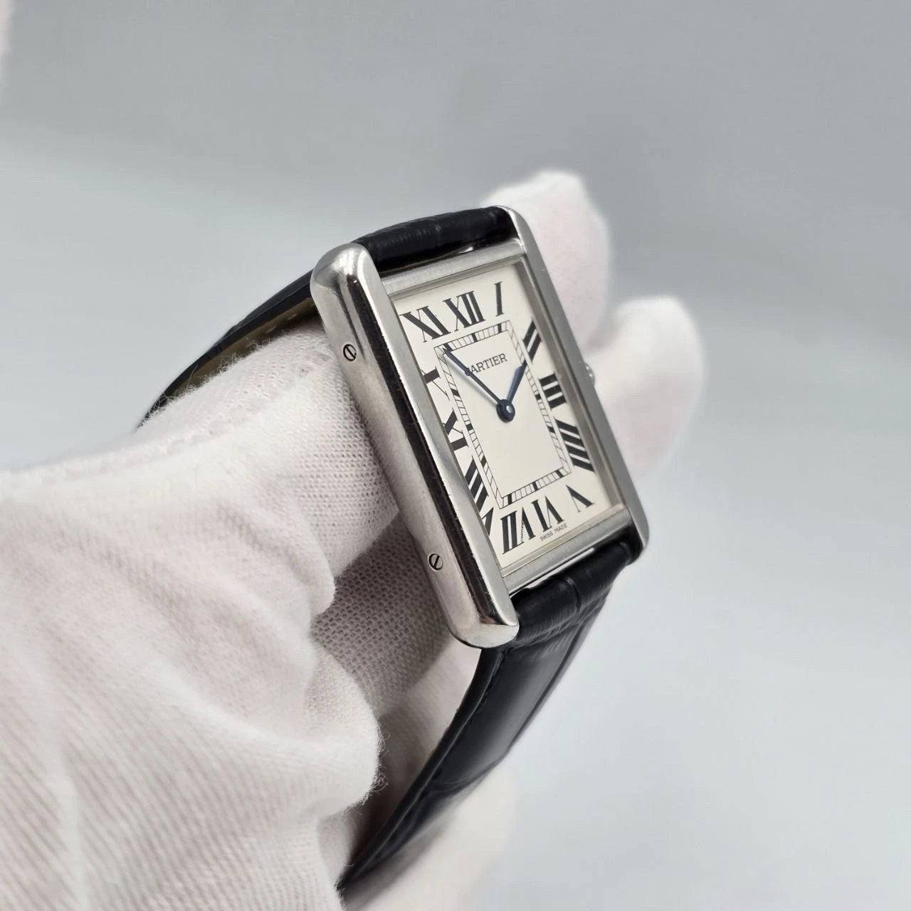 PAPERS Cartier Tank Solo Stainless Steel Silver W1018355 Roman Leather 27mm