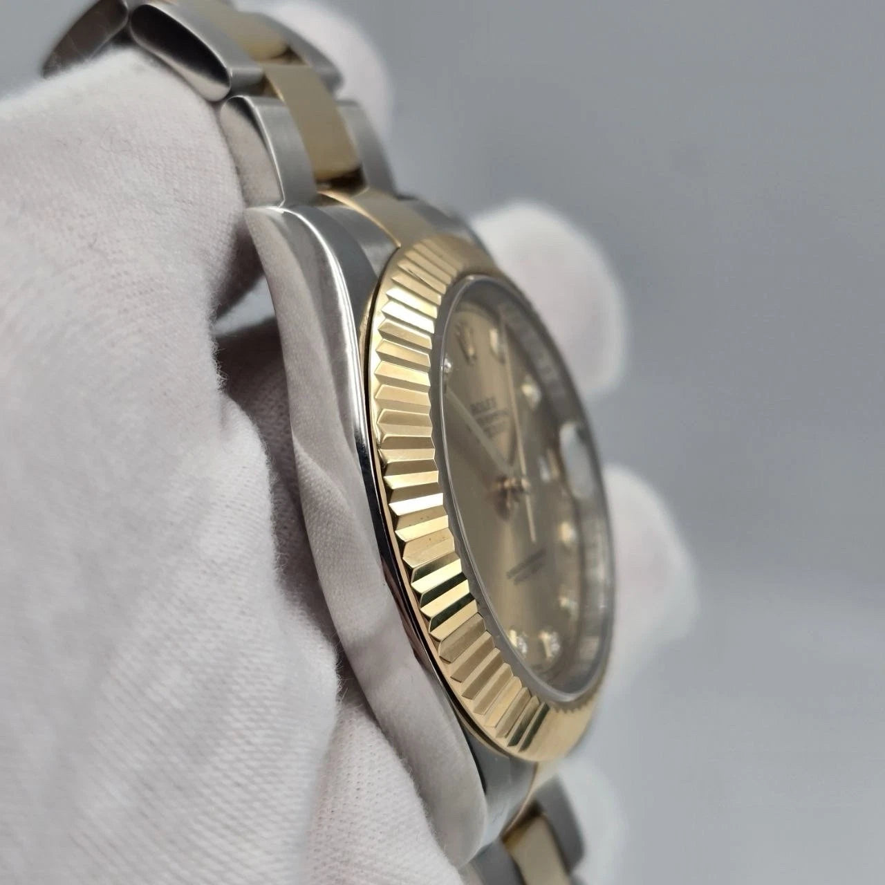 2014 PAPERS Rolex Datejust II Champagne Diamond Dial Oyster 41mm 116333 BOX