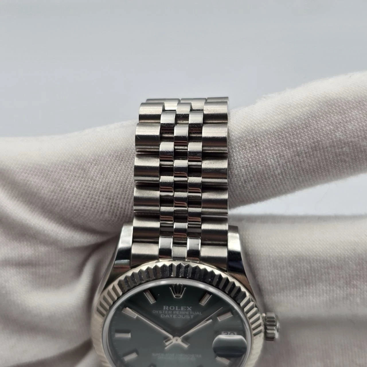 2023 PAPERS Rolex Datejust 31mm Mint Green Index Fluted Jubilee 278274 BOX