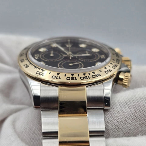 2021 PAPERS Rolex Daytona Black Diamond Dial 18K Yellow Gold Steel 116503 BOX
