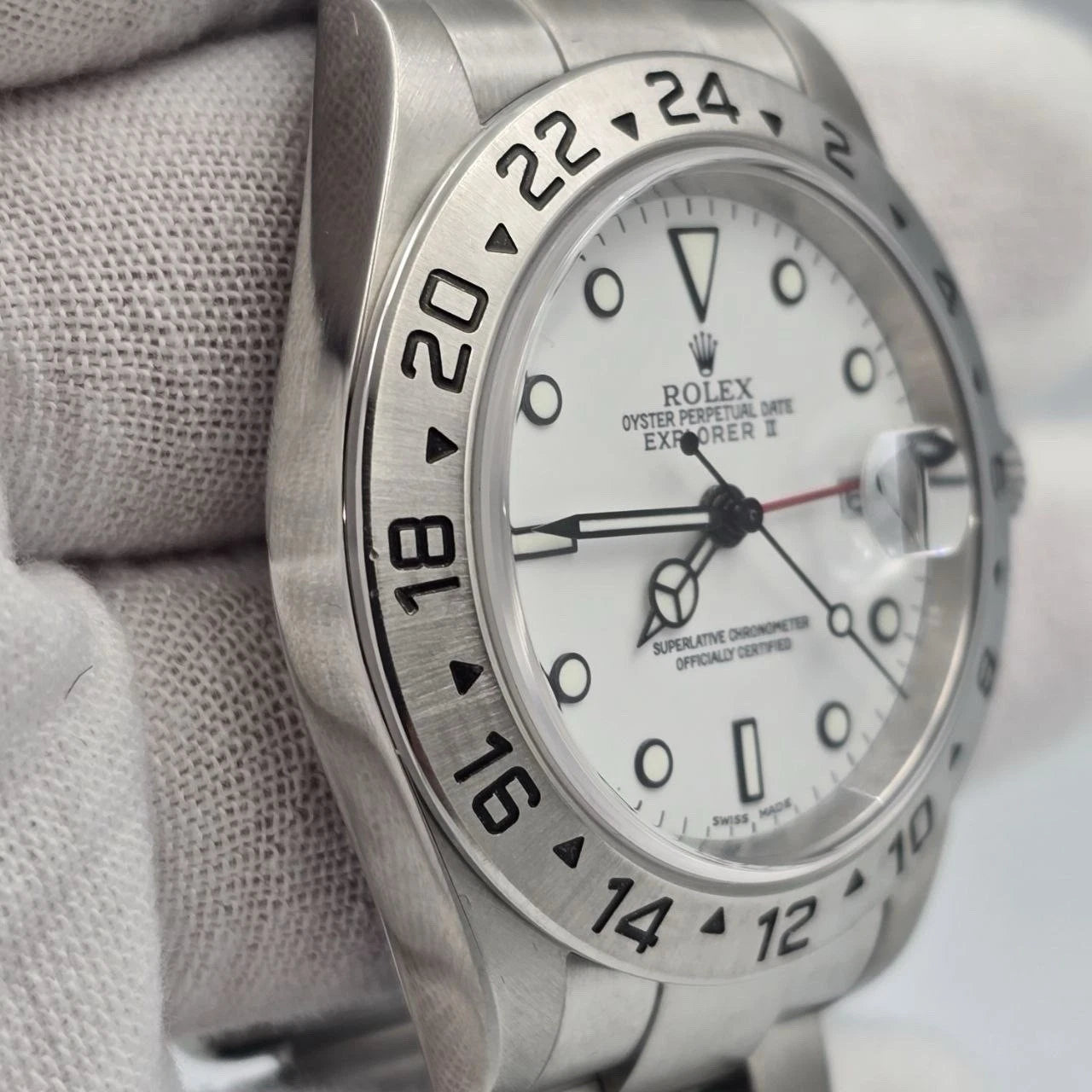 MINT Rolex 16570 Explorer II Polar White Stainless Steel NO HOLES 40mm Watch